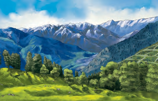 (a) A mountainous region